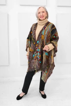 Anu - Embroidered Morocco Truffle Ruana