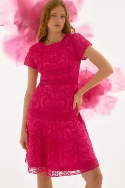 Joseph Ribkoff - Embroidered Mesh Fit and Flare Dress