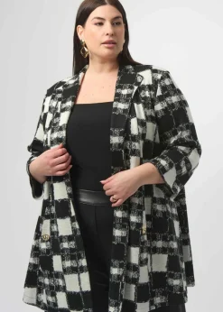 Joseph Ribkoff - Jacquard Sweater Plaid Print A-Line Jacket