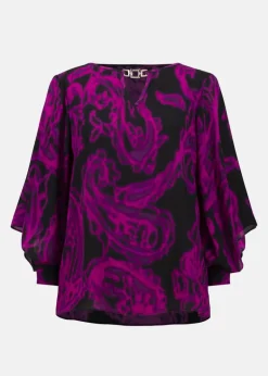 Joseph Ribkoff - Recycled Georgette Paisley Print Straight Top