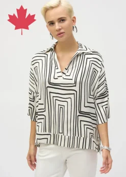 Joseph Ribkoff - Satin Geometric Print Boxy Top