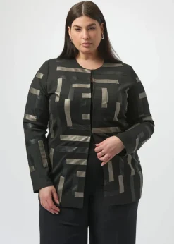 Joseph Ribkoff - Scuba & Leatherette Collarless Jacket