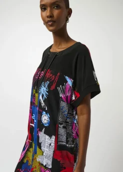 Joseph Ribkoff - Silky Knit Wording Print Straight Dress