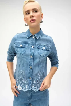 Joseph Ribkoff - Stretch Denim Jacket with Embroidery