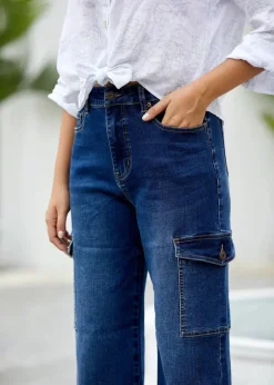 Orange - Cargo Bamboo Denim Pants