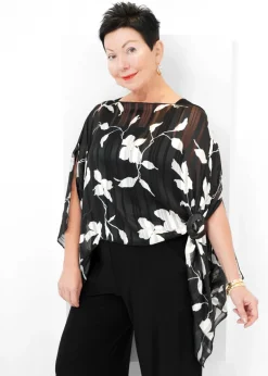 Rapz - Metallic Black Floral Capelet
