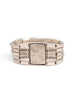 Seraglio - 5 Strand Rectangular Metal Beaded Bracelet
